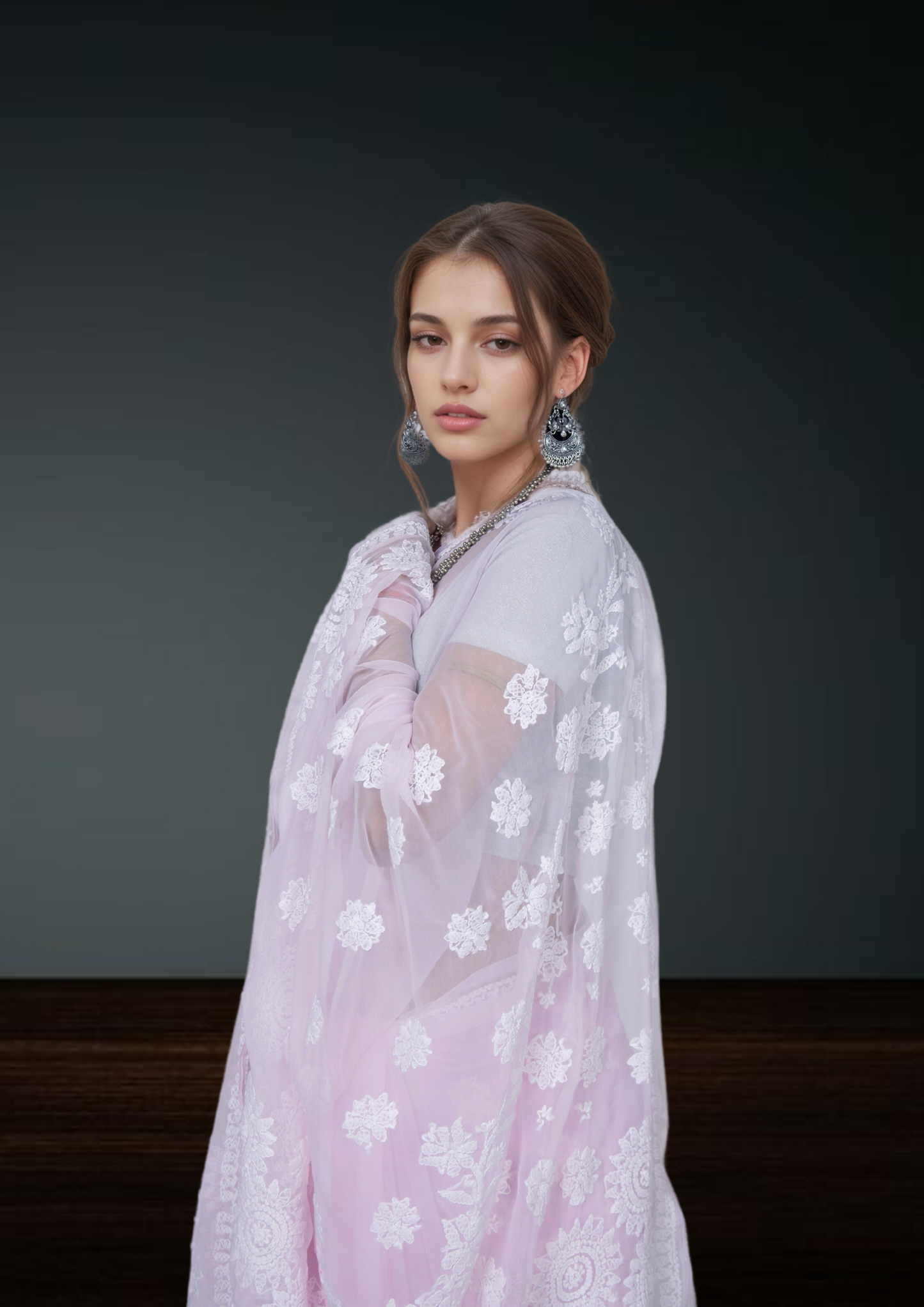 Pinaka - Fine Georgette Chikankari Sari
