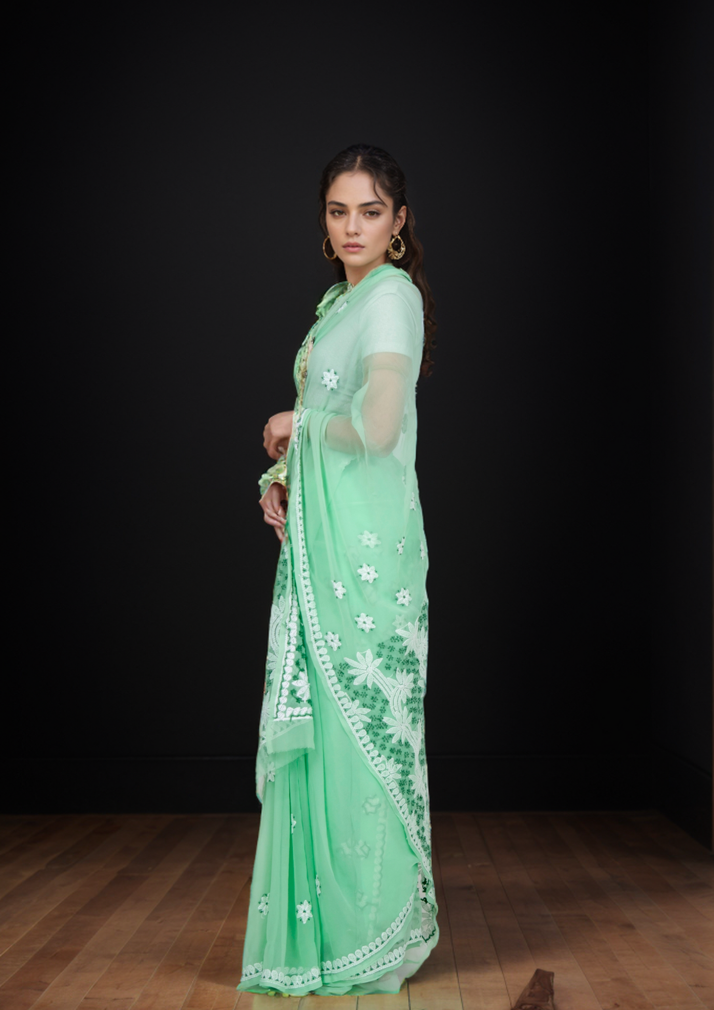 Pinaka - Fine Georgette Chikankari Sari